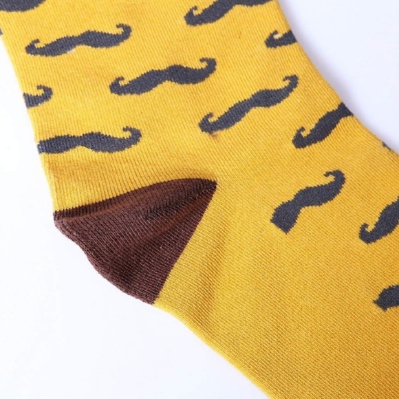 Mens Cotton Blend Crew Mustache Dress Socks 3pk - Picture 5 of 5